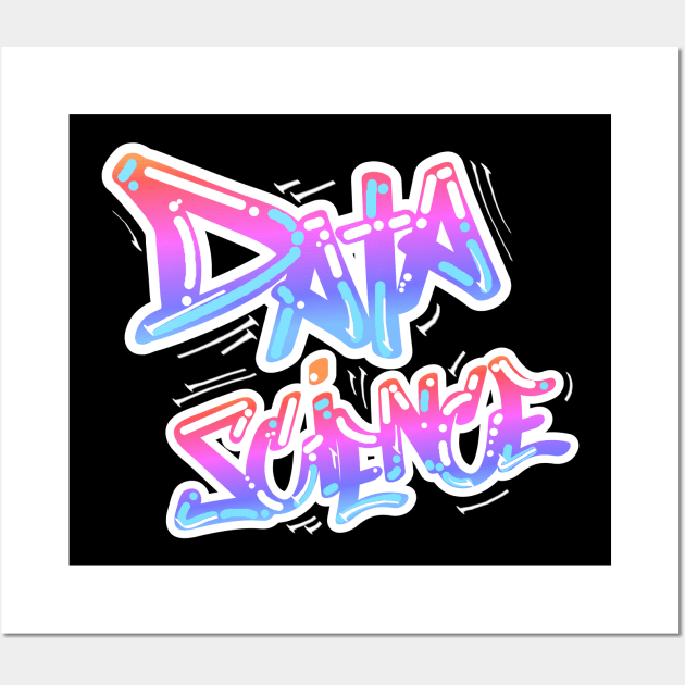 Data Science Graffiti Purple | Hip Hop Urban Street Art Spray Paint White Wall Art by aRtVerse